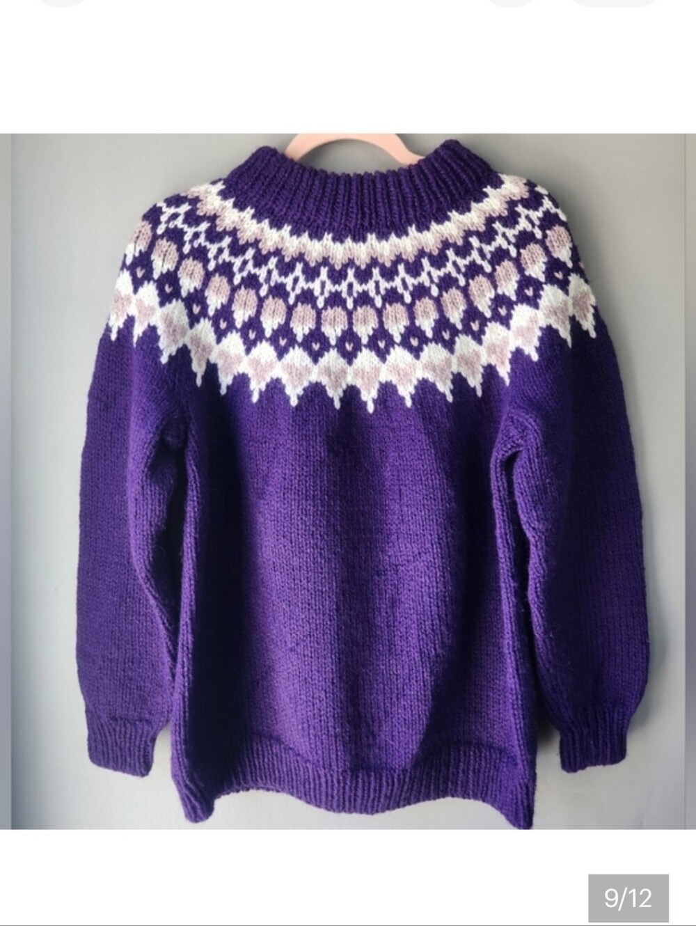 Hand-Knit Icelandic-style Nordic Yoke Sweater Fairisle Sweater ❄️ - Picture 8 of 12